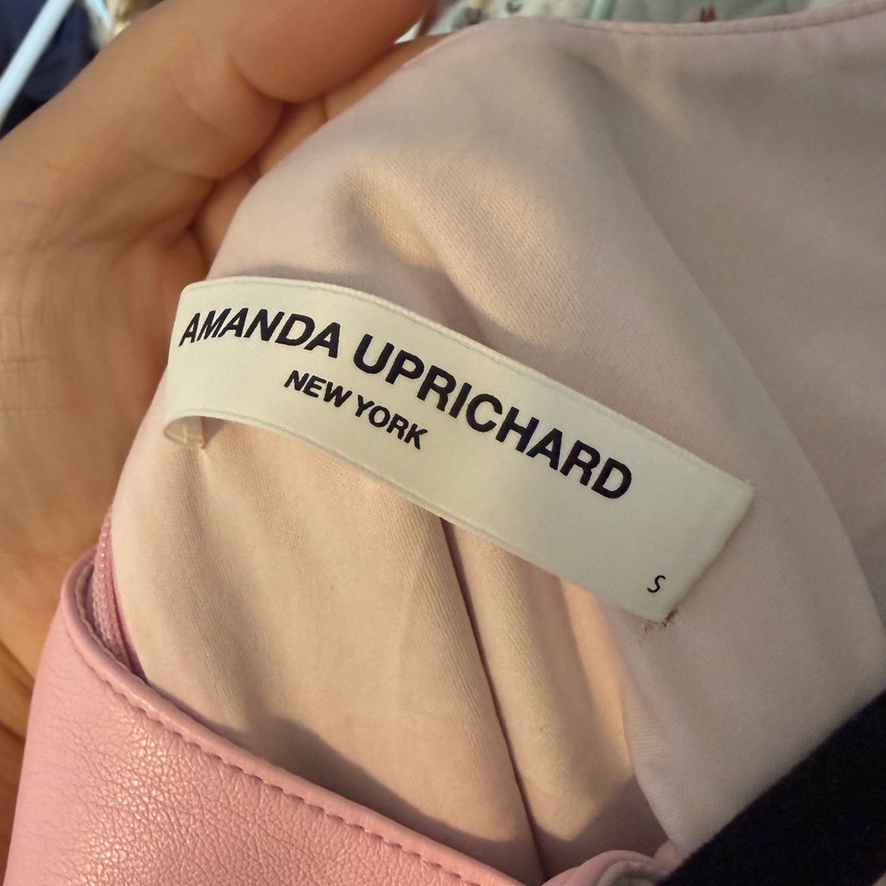 Amanda Uprichard Pink Faux‎ Leather Mini Dress Scoop Neck Sleeveless Small - Picture 8 of 8